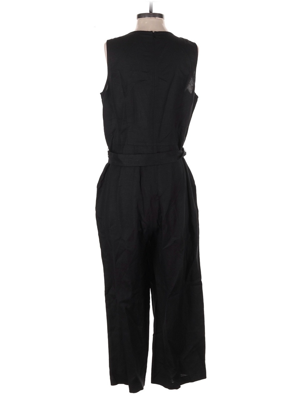 LOFT Black Sleeveless Belted Wide-Leg Jumpsuit - Picture 2 of 8